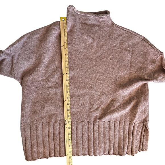 Madewell Dusty Pink Mockneck Cotton Wool Ribbed Boxy Oversized Sweater Size S - Picture 6 of 7